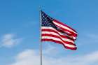 USA-Washington State-Palouse Pullman USA Flag-blowing in breeze Art Print